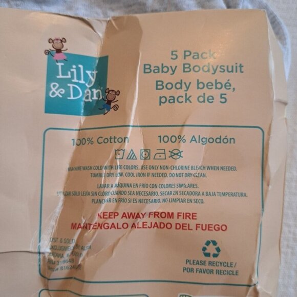 Lily & Dan bundle of 5 neutral bodysuits size 9-12 months, New - Picture 4 of 7